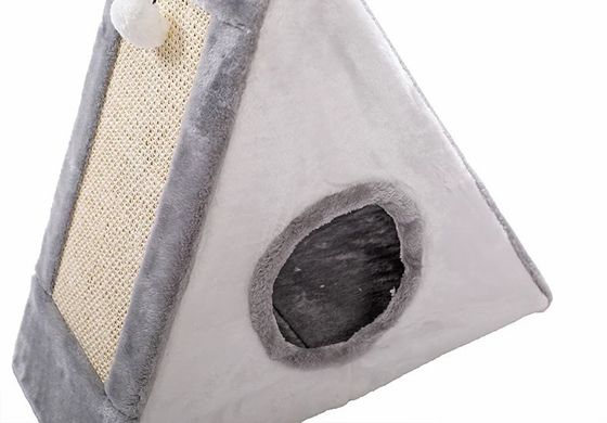 고양이 가구 반려동물 집 플러시 삼각형 모양 고양이 침대 고양이 둥지 따뜻한 부드러운 접이식 개