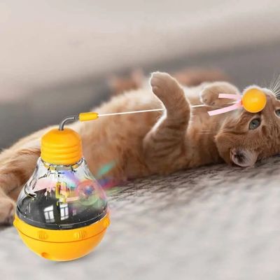 오랫동안 사용 된 상호 작용 고양이 장난감 재미 고양이 스틱 전구와 누출 음식 Tumbler