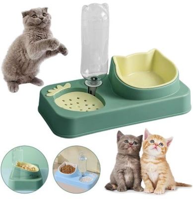 15도 기울기 고양이 그릇 먹이기 2 in 1 ABS 플라스틱 애완 동물 먹이 고양이용 애완 동물 제품