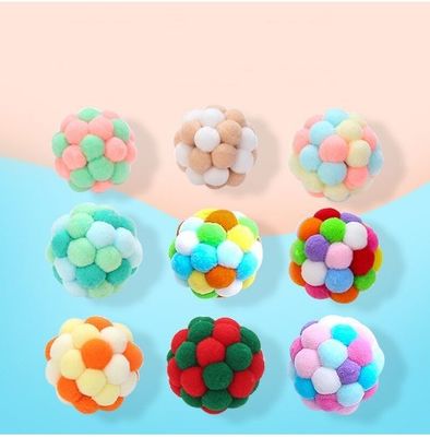 4cm 귀여운 플러시 공 가짜 깃털 벨 고양이 씹기 장난감