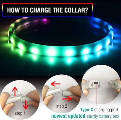맞춤화 서비스 제공 수질 USB 재충전 가능한 실리콘 LED 개 목걸이