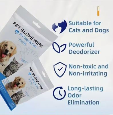 사용자 지정 로고 허용 6PCS 패키지 PET 정리를위한 애완 동물 청소 장갑 젖은 지갑