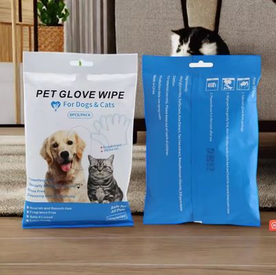 사용자 지정 로고 허용 6PCS 패키지 PET 정리를위한 애완 동물 청소 장갑 젖은 지갑