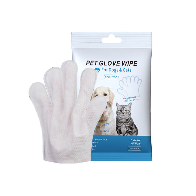 사용자 지정 로고 허용 6PCS 패키지 PET 정리를위한 애완 동물 청소 장갑 젖은 지갑